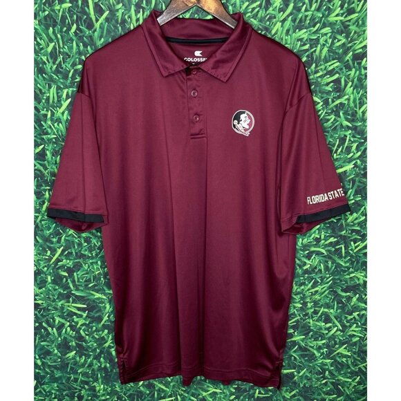 Florida State Seminoles FSU Maroon Short Sleeve Colosseum Polo Shirt Men’s XXL - Picture 2 of 4